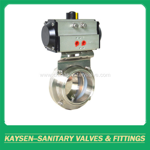 DIN Hygienic Aluminium Pneumatic Butterfly Valve Male